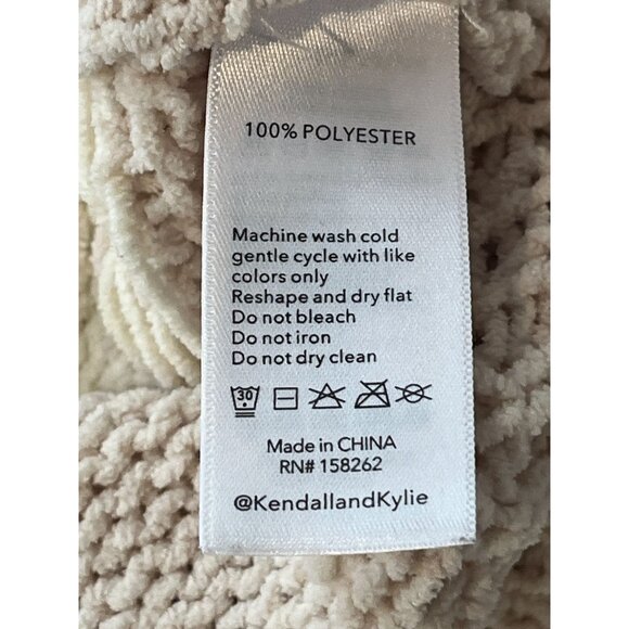 Kendall and Kylie Sweater Womens Medium Knit Top Tan Brown Chevron Winter Fall - Picture 12 of 16